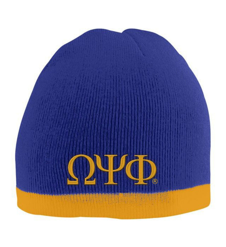 Omega Psi Phi Two Tone Knit Beanie Omega Psi Phi Two Tone Knit Beanie