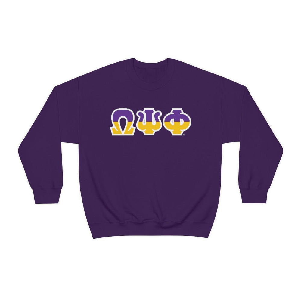 Printify Omega Psi Phi Two Toned Greek Lettered Crewneck Sweatshirts Omega Psi Phi Two Toned Greek Lettered Crewneck Sweatshirts