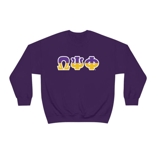 Omega Psi Phi Omega Psi Phi Two Toned Greek Lettered Crewneck Sweatshirts