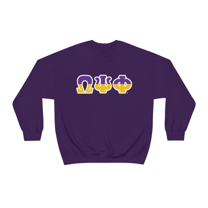 Printify Omega Psi Phi Two Toned Greek Lettered Crewneck Sweatshirts Omega Psi Phi Two Toned Greek Lettered Crewneck Sweatshirts
