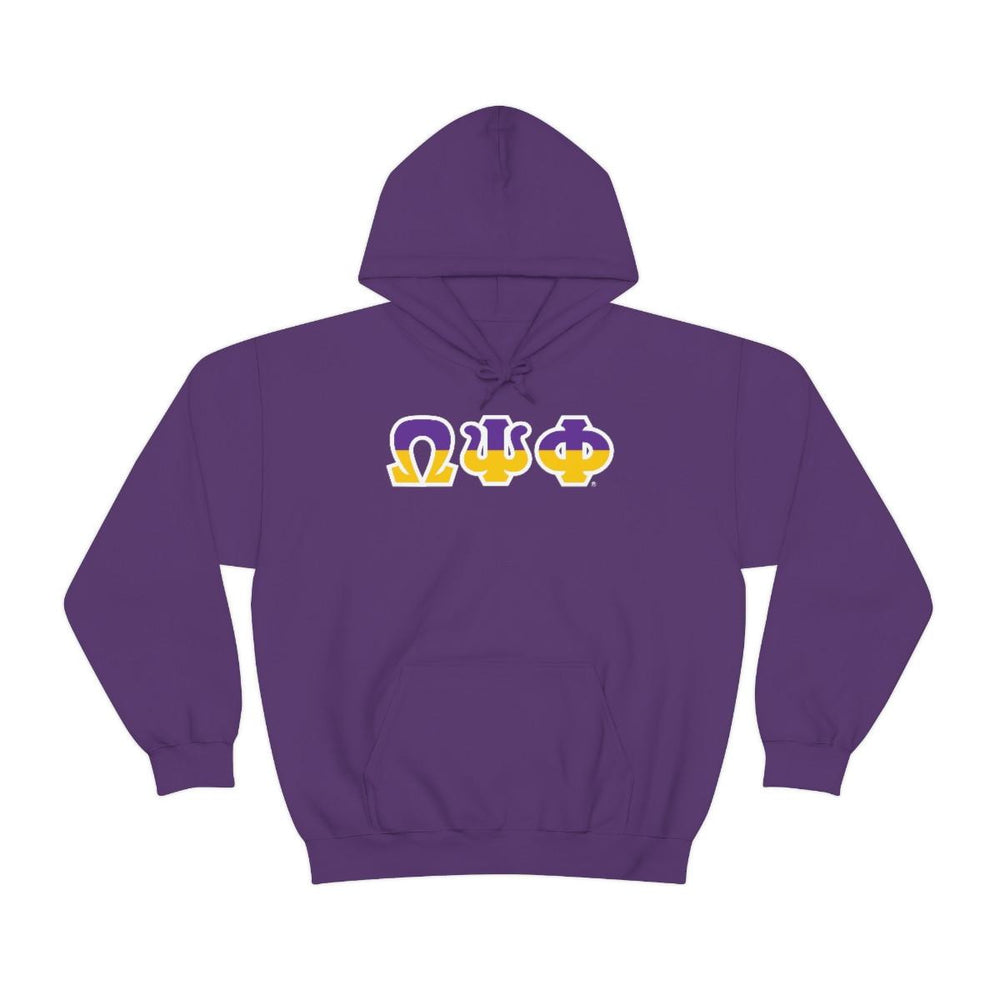 Printify Omega Psi Phi Two Toned Greek Lettered Hooded Sweatshirts Omega Psi Phi Two Toned Greek Lettered Hooded Sweatshirts