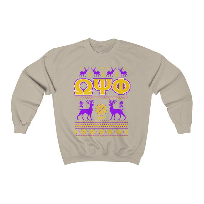 Printify Omega Psi Phi Ugly Christmas Sweater Crewneck Sweatshirts Omega Psi Phi Ugly Christmas Sweater Crewneck Sweatshirts