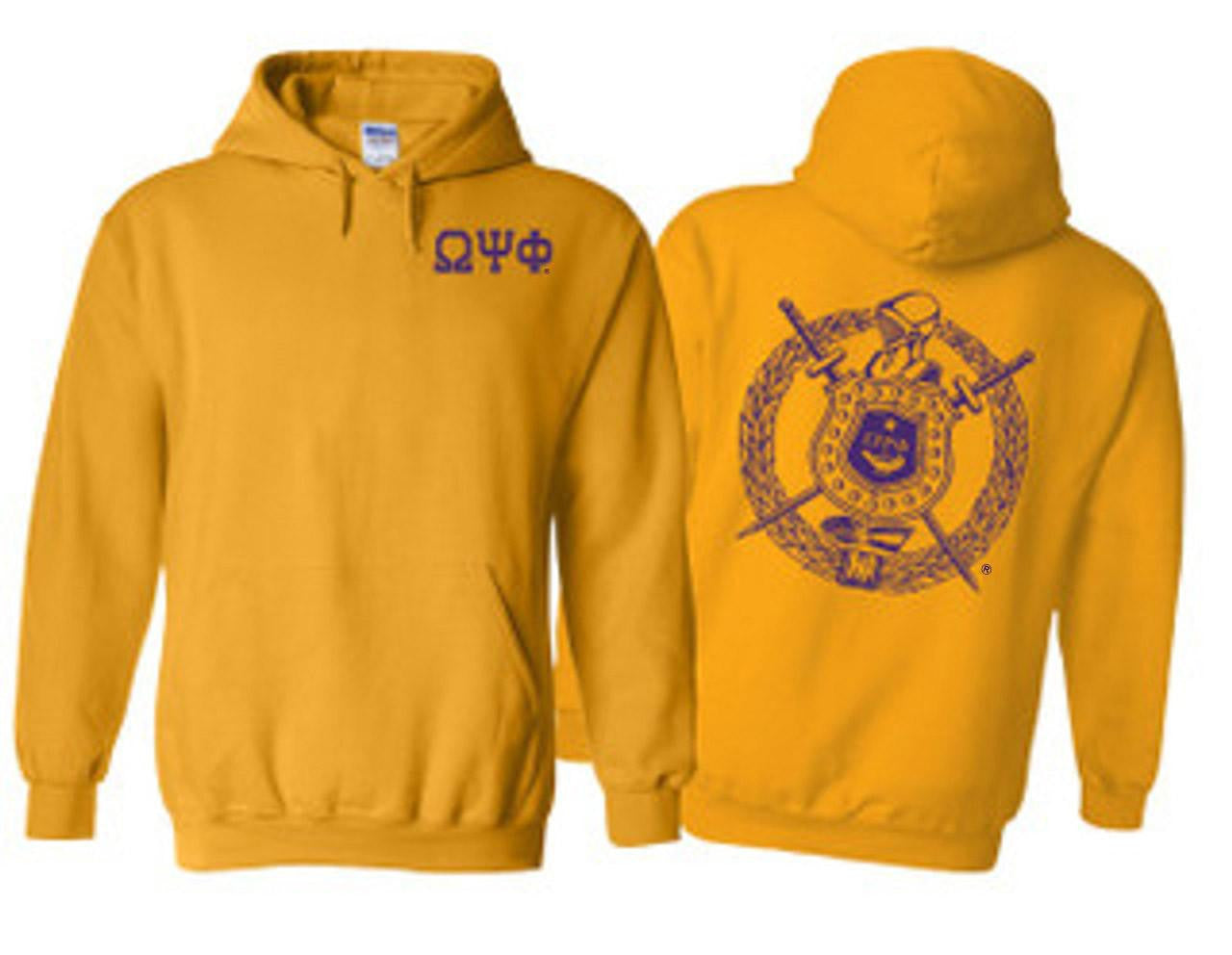 Printify Omega Psi Phi World Famous Crest Shield Hooded Sweatshirts Omega Psi Phi World Famous Crest - Shield Hooded Sweatshirts