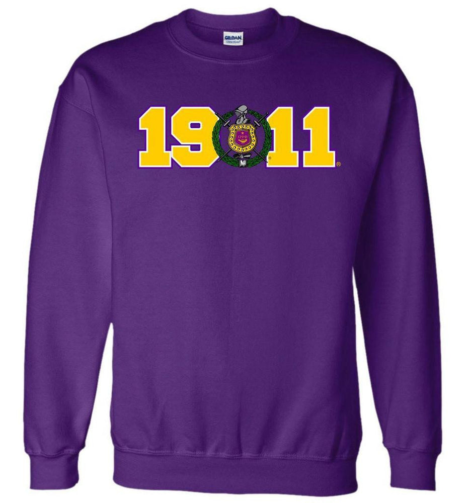 Printify Omega Psi Phi Year Crest Crew Sweatshirts Omega Psi Phi Year Crest Crew Sweatshirts