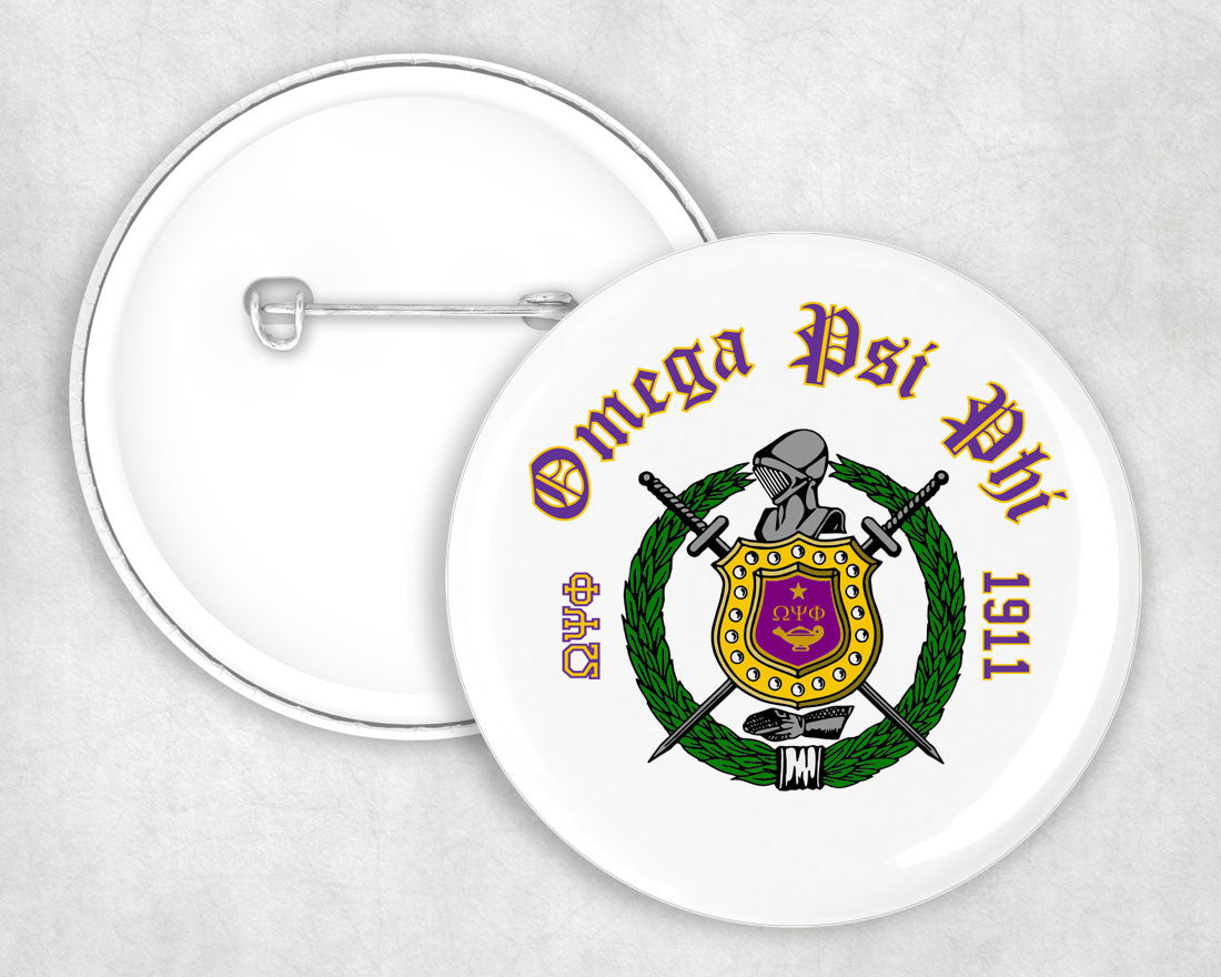 Omega Psi Phi Classic Crest Button Omega Psi Phi Classic Crest Button