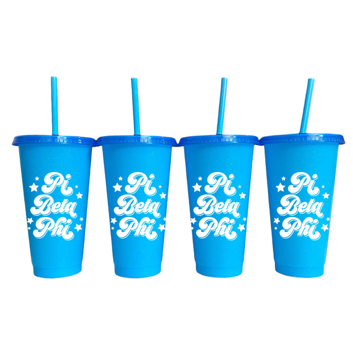 Pi Beta Phi Glitter Color Changing Cup 4 Pack Pi Beta Phi Glitter Color Changing Cup 4-Pack