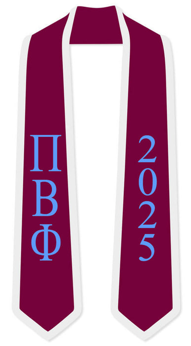 Discount Pi Beta Phi Greek 2 Tone Lettered Graduation Sash Stole W/ Year DISCOUNT-Pi Beta Phi Greek 2 Tone Lettered Graduation Sash Stole w/ Year