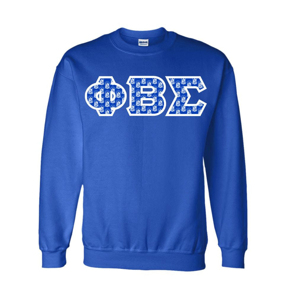 Phi Beta Sigma Fraternity Crest Shield Twill Letter Crewneck Sweatshirt Phi Beta Sigma Fraternity Crest - Shield Twill Letter Crewneck Sweatshirt