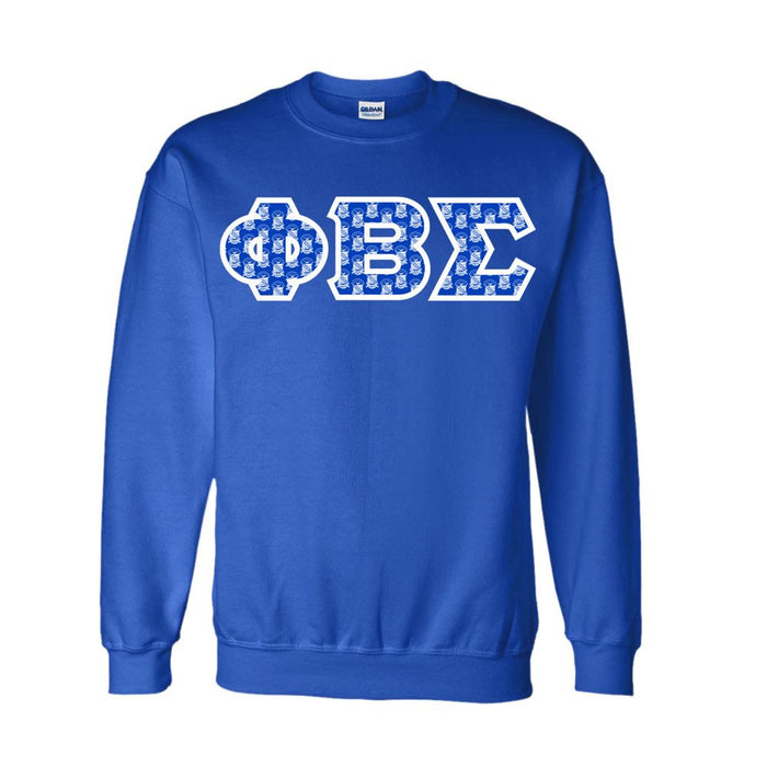 Phi Beta Sigma Fraternity Crest Shield Twill Letter Crewneck Sweatshirt Phi Beta Sigma Fraternity Crest - Shield Twill Letter Crewneck Sweatshirt