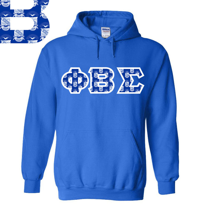 Phi Beta Sigma Fraternity Crest Shield Twill Letter Hooded Sweatshirt Phi Beta Sigma Fraternity Crest - Shield Twill Letter Hooded Sweatshirt
