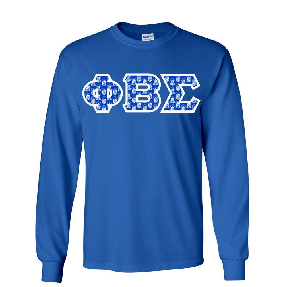 Phi Beta Sigma Fraternity Crest Shield Twill Letter Longsleeve Tee Phi Beta Sigma Fraternity Crest - Shield Twill Letter Longsleeve Tee