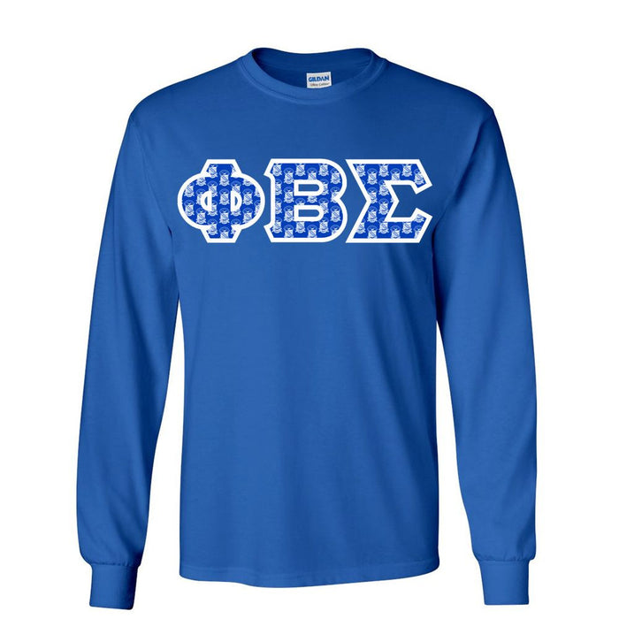 Phi Beta Sigma Fraternity Crest Shield Twill Letter Longsleeve Tee Phi Beta Sigma Fraternity Crest - Shield Twill Letter Longsleeve Tee