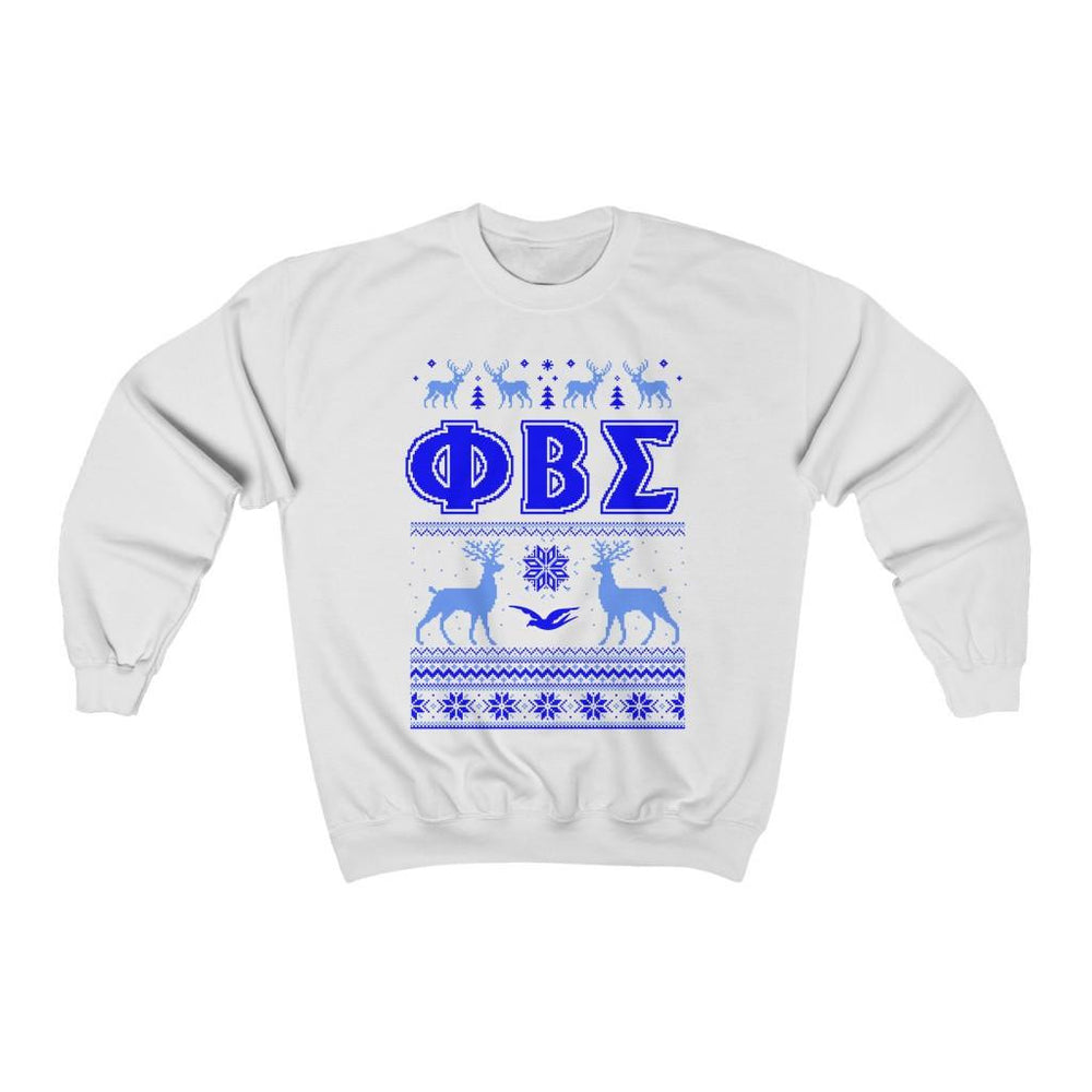 Printify Phi Beta Sigma Ugly Christmas Sweater Crewneck Sweatshirts Phi Beta Sigma Ugly Christmas Sweater Crewneck Sweatshirts