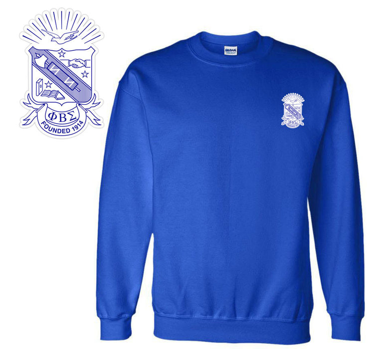 Discount Phi Beta Sigma World Famous Crest Shield Crewneck Sweatshirt Best Value DISCOUNT-Phi Beta Sigma World Famous Crest - Shield Crewneck Sweatshirt - Best Value