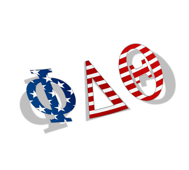 Phi Delta Theta American Flag Greek Letter Sticker 2.5" Tall Phi Delta Theta American Flag Greek Letter Sticker - 2.5