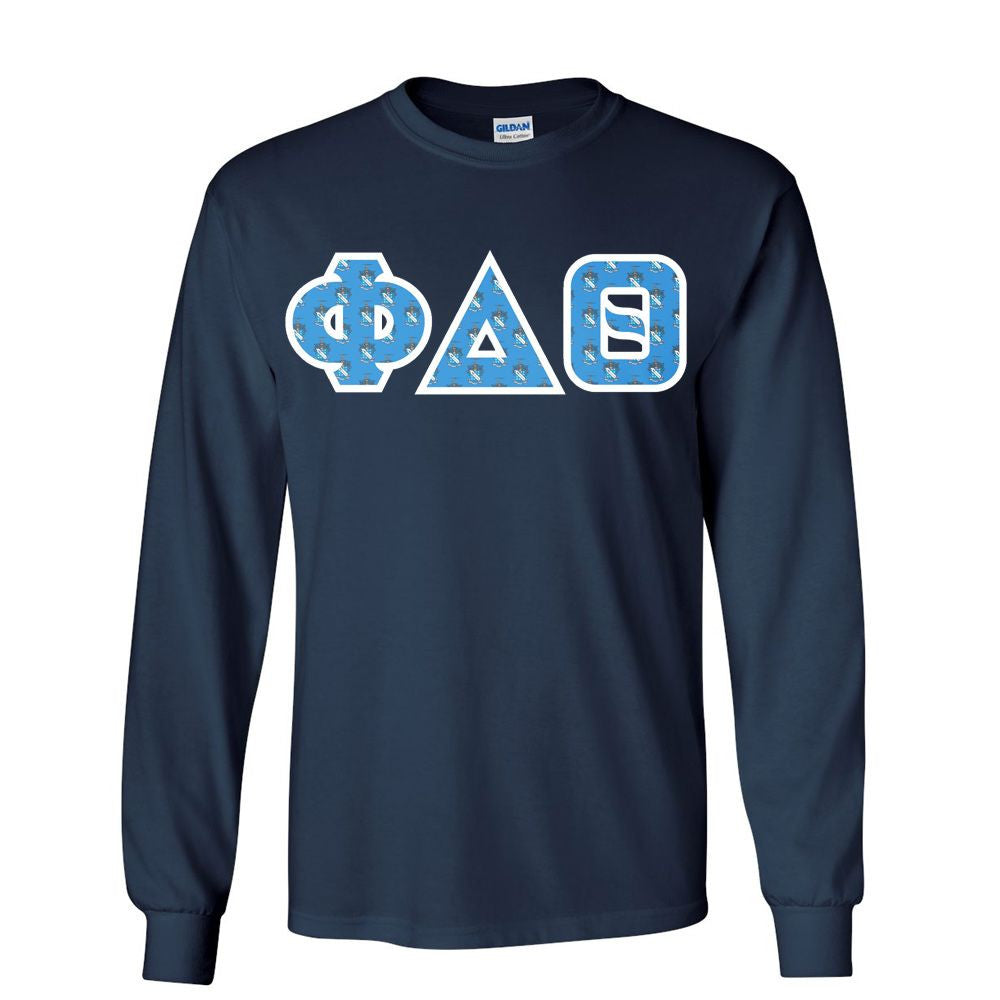 Phi Delta Theta Fraternity Crest Shield Twill Letter Longsleeve Tee Phi Delta Theta Fraternity Crest - Shield Twill Letter Longsleeve Tee