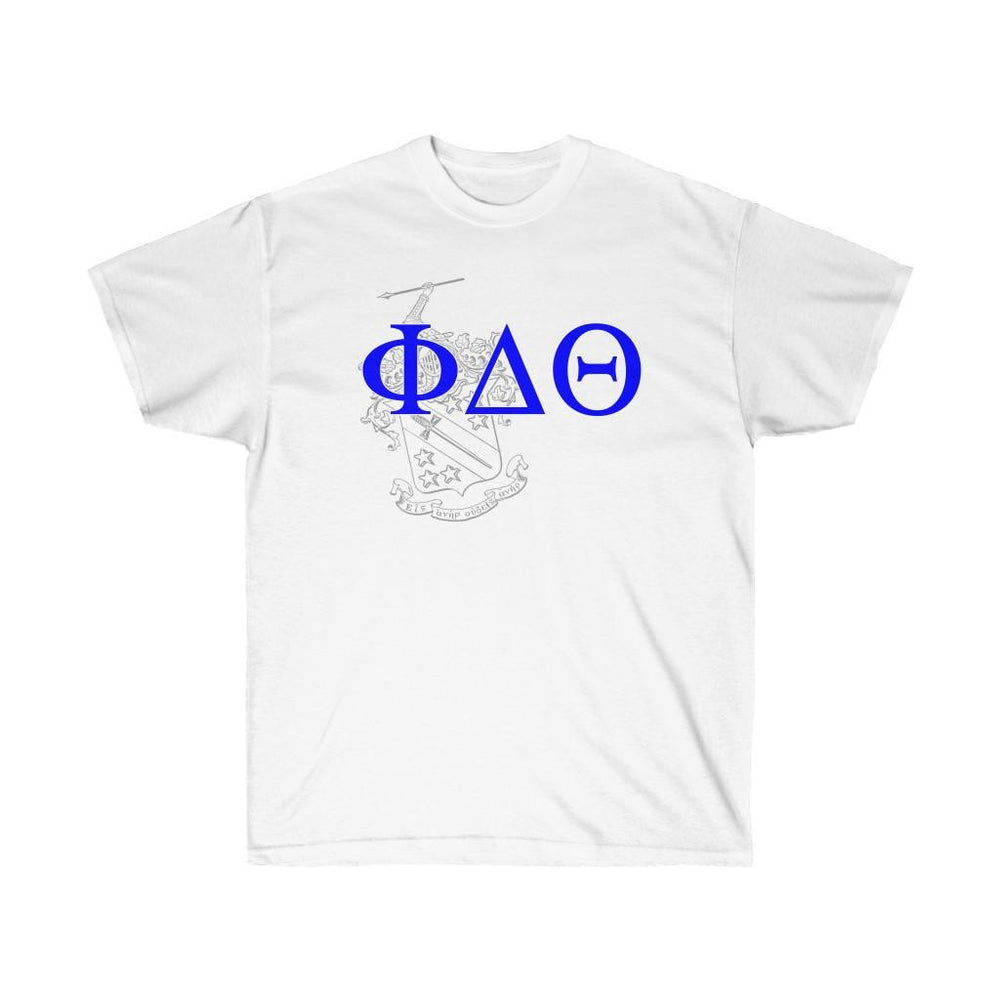 Printify Phi Delta Theta Greek Crest Cotton Tee Phi Delta Theta Greek Crest Cotton Tee