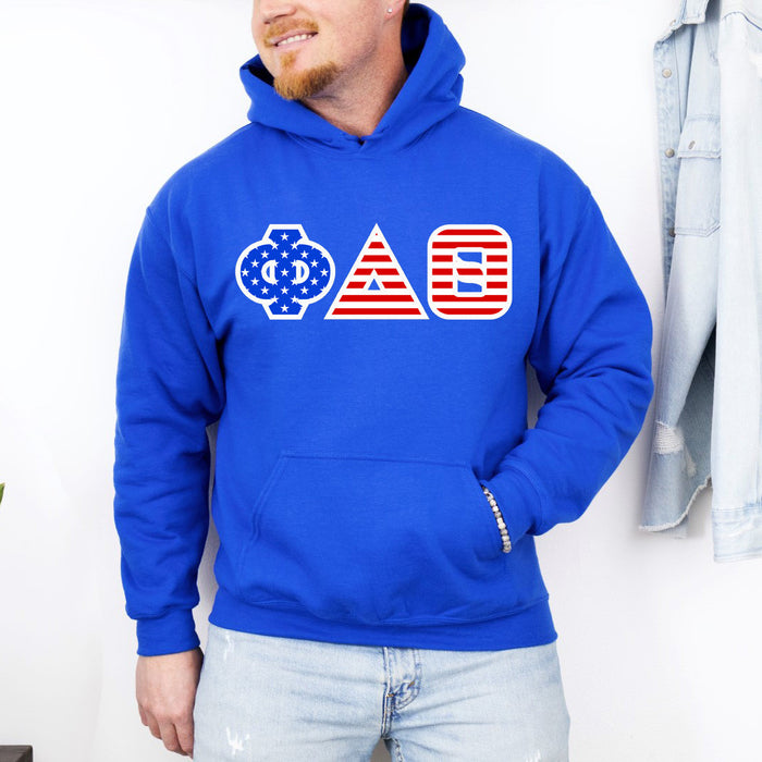 Discount Phi Delta Theta Greek Letter American Flag Hoodie DISCOUNT-Phi Delta Theta Greek Letter American Flag Hoodie