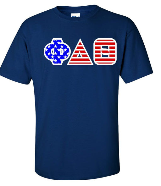 Phi Delta Theta DISCOUNT-Phi Delta Theta Greek Letter American Flag Tee