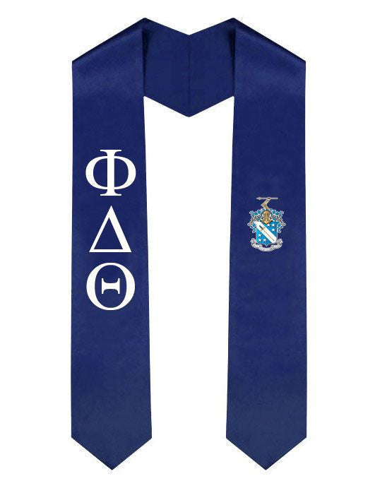 Phi Delta Theta Greek Lettered Graduation Sash Stole With Crest Phi Delta Theta Greek Lettered Graduation Sash Stole With Crest