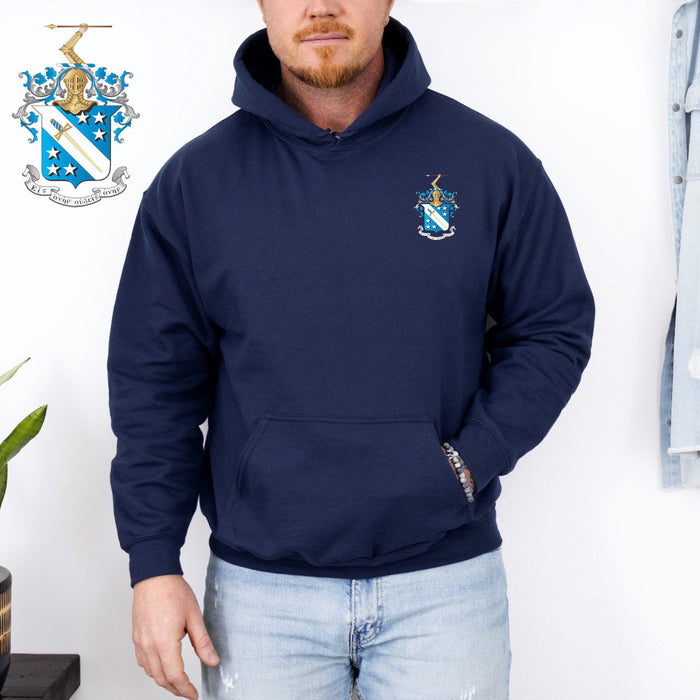 Discount Phi Delta Theta Crest Shield Emblem Hooded Sweatshirt DISCOUNT-Phi Delta Theta Crest - Shield Emblem Hooded Sweatshirt