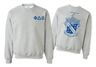 Printify Phi Delta Theta World Famous Crest Shield Crewneck Sweatshirts Phi Delta Theta World Famous Crest - Shield Crewneck Sweatshirts
