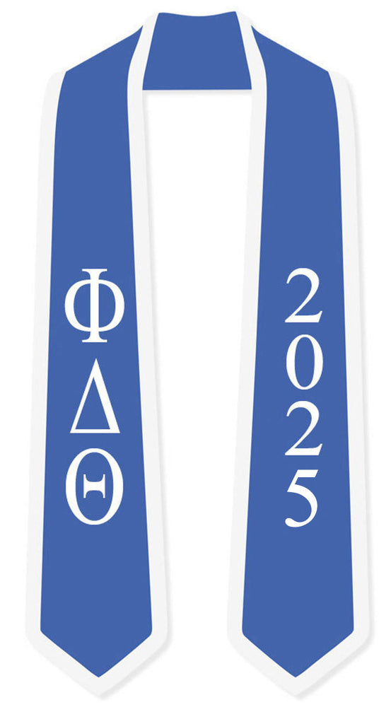 Discount Phi Delta Theta Greek 2 Tone Lettered Graduation Sash Stole W/ Year DISCOUNT-Phi Delta Theta Greek 2 Tone Lettered Graduation Sash Stole w/ Year