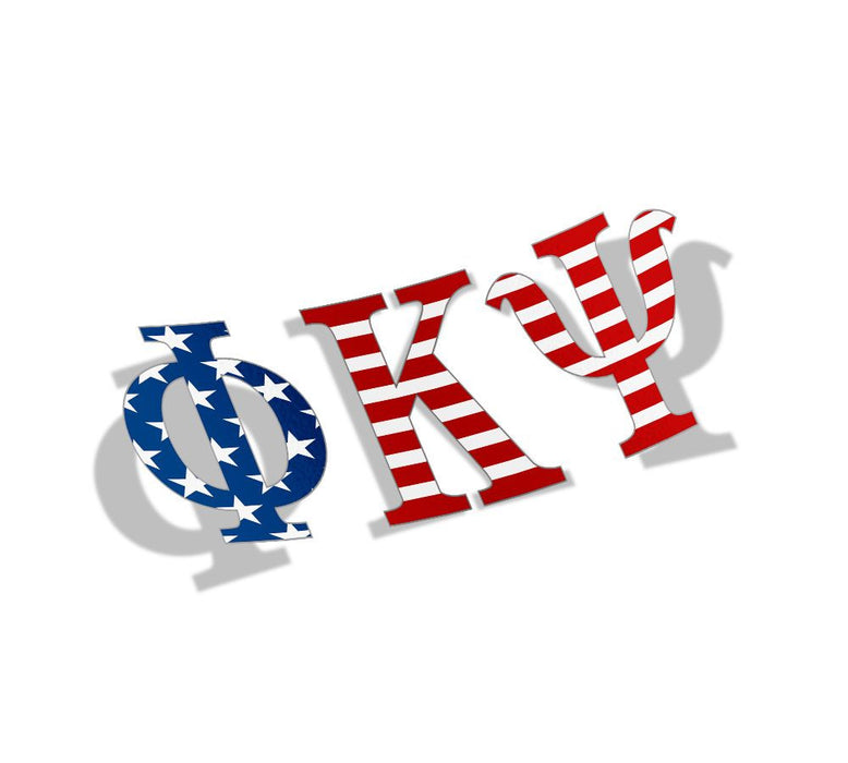 Phi Kappa Psi American Flag Greek Letter Sticker 2.5" Tall Phi Kappa Psi American Flag Greek Letter Sticker - 2.5