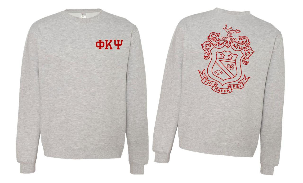 Printify Phi Kappa Psi World Famous Crest Shield Crewneck Sweatshirts Phi Kappa Psi World Famous Crest - Shield Crewneck Sweatshirts