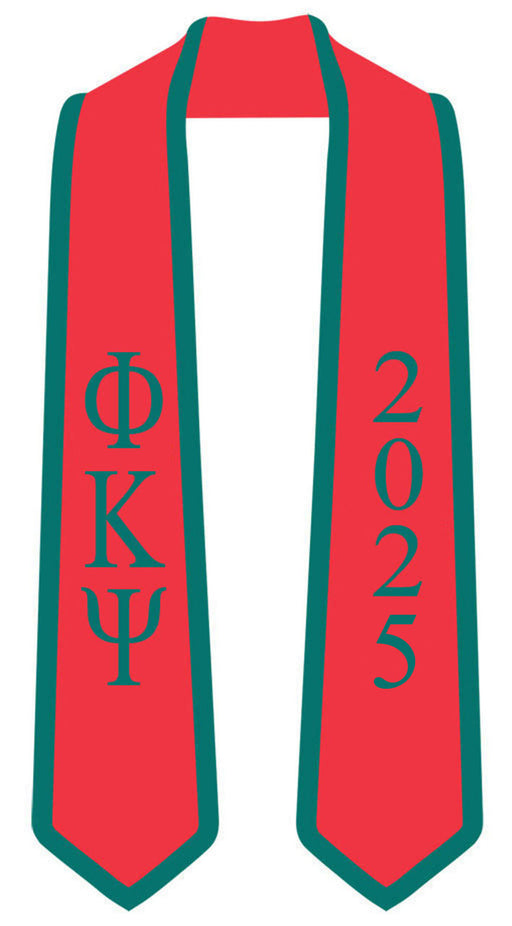 DISCOUNT-Phi Kappa Psi Greek 2 Tone Lettered Graduation Sash Stole w/ Year