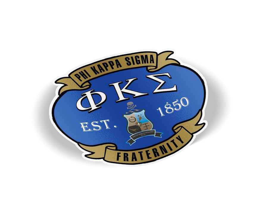 Phi Kappa Sigma Banner Crest Shield Decal Phi Kappa Sigma Banner Crest - Shield Decal