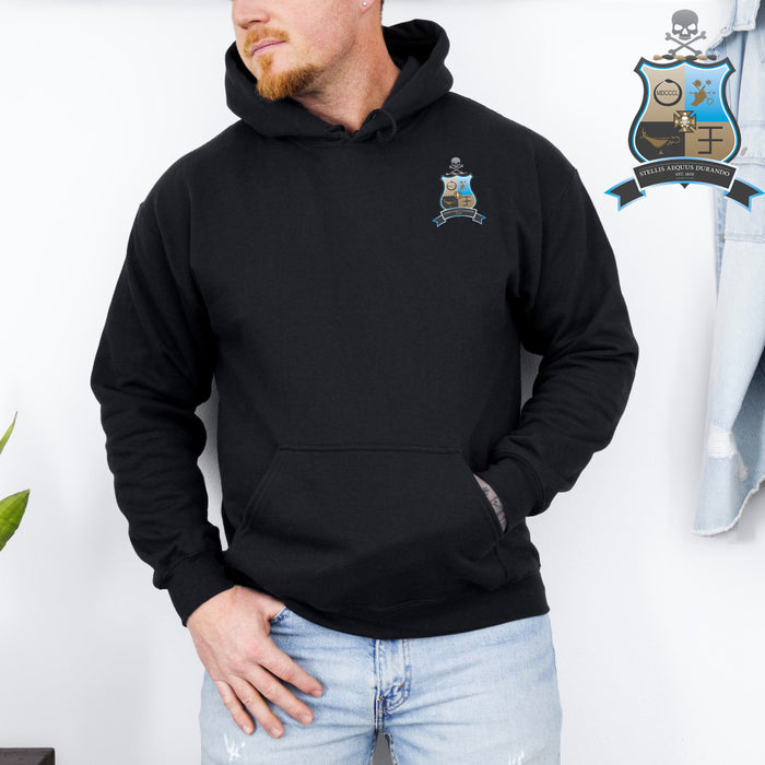 Discount Phi Kappa Sigma Crest Shield Emblem Hooded Sweatshirt DISCOUNT-Phi Kappa Sigma Crest - Shield Emblem Hooded Sweatshirt