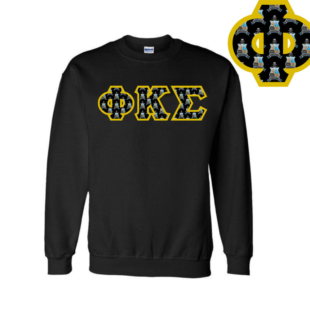 Phi Kappa Sigma Fraternity Crest Shield Twill Letter Crewneck Sweatshirt Phi Kappa Sigma Fraternity Crest - Shield Twill Letter Crewneck Sweatshirt