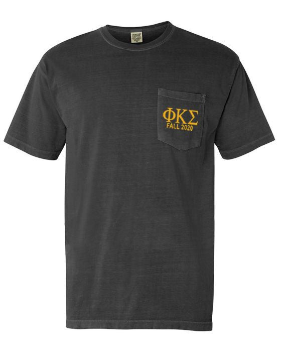 Phi Kappa Sigma Greek Letter Comfort Colors Pocket Tee Phi Kappa Sigma Greek Letter Comfort Colors Pocket Tee
