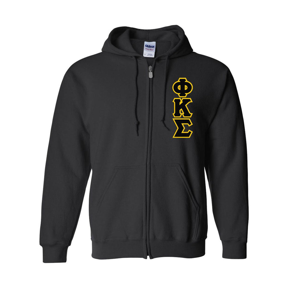 Phi Kappa Sigma Heavy Full Zip Hoodie 3" Letters Phi Kappa Sigma Heavy Full Zip Hoodie - 3