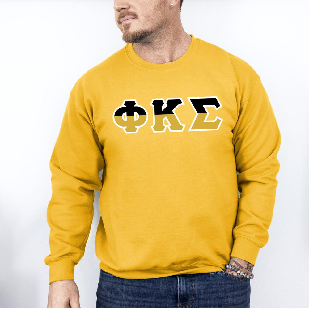 Printify Phi Kappa Sigma Two Toned Greek Lettered Crewneck Sweatshirts Phi Kappa Sigma Two Toned Greek Lettered Crewneck Sweatshirts