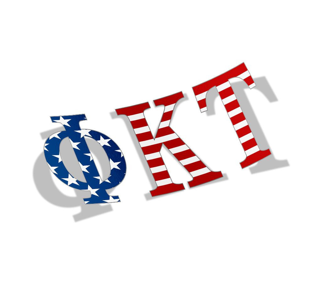 Phi Kappa Tau American Flag Greek Letter Sticker 2.5" Tall Phi Kappa Tau American Flag Greek Letter Sticker - 2.5