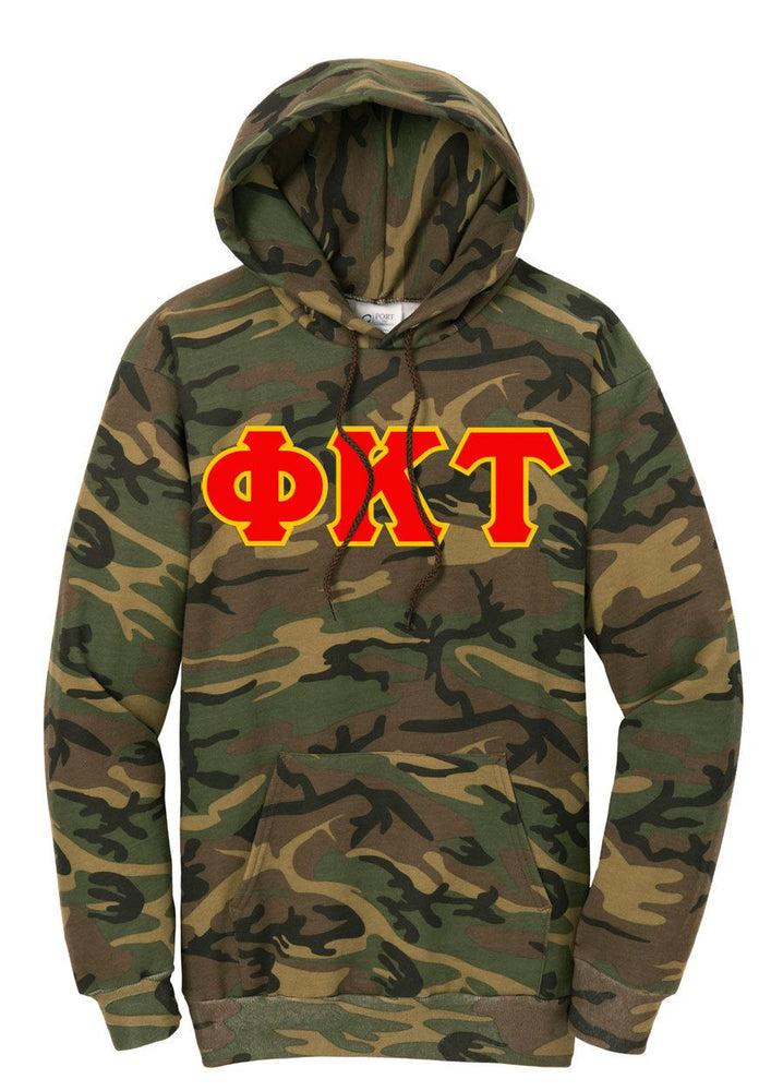 Discount Phi Kappa Tau Camo Pullover Hooded Sweatshirt DISCOUNT-Phi Kappa Tau Camo Pullover Hooded Sweatshirt