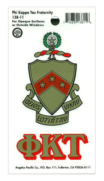 Stickers Decals Phi Kappa Tau Crest - Shield Decal