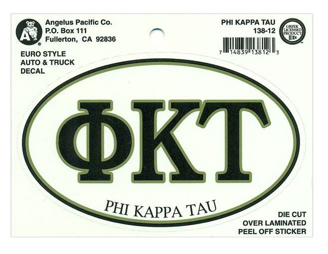 Phi Kappa Tau Euro Decal Oval Sticker Phi Kappa Tau Euro Decal Oval Sticker