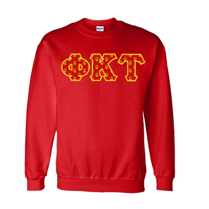Phi Kappa Tau Fraternity Crest Shield Twill Letter Crewneck Sweatshirt Phi Kappa Tau Fraternity Crest - Shield Twill Letter Crewneck Sweatshirt