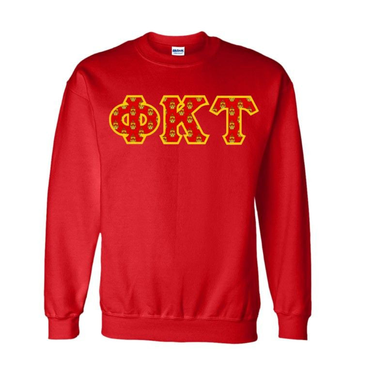Phi Kappa Tau Fraternity Crest Shield Twill Letter Crewneck Sweatshirt Phi Kappa Tau Fraternity Crest - Shield Twill Letter Crewneck Sweatshirt