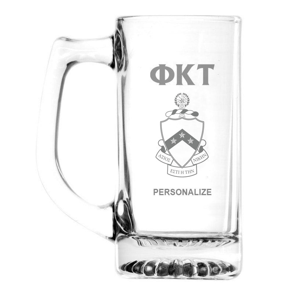 Phi Kappa Tau Glass Engraved Mug Phi Kappa Tau Glass Engraved Mug