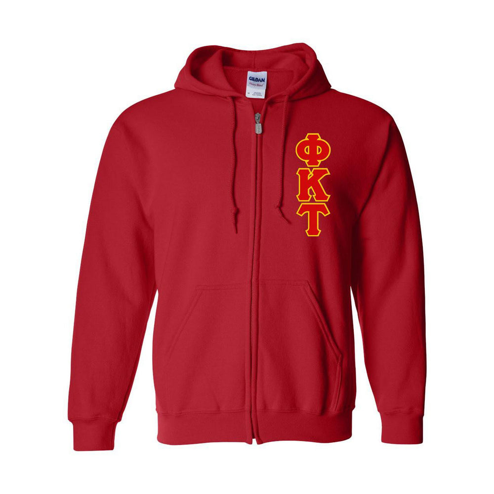 Phi Kappa Tau Heavy Full Zip Hoodie 3" Letters Phi Kappa Tau Heavy Full Zip Hoodie - 3