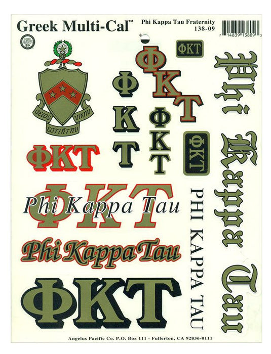Phi Kappa Tau Multi Greek Decal Sticker Sheet Phi Kappa Tau Multi Greek Decal Sticker Sheet