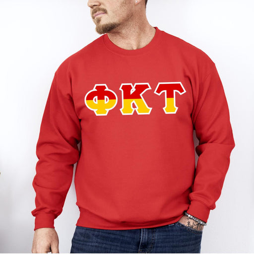 Sweatshirts Phi Kappa Tau Two Toned Greek Lettered Crewneck Sweatshirts
