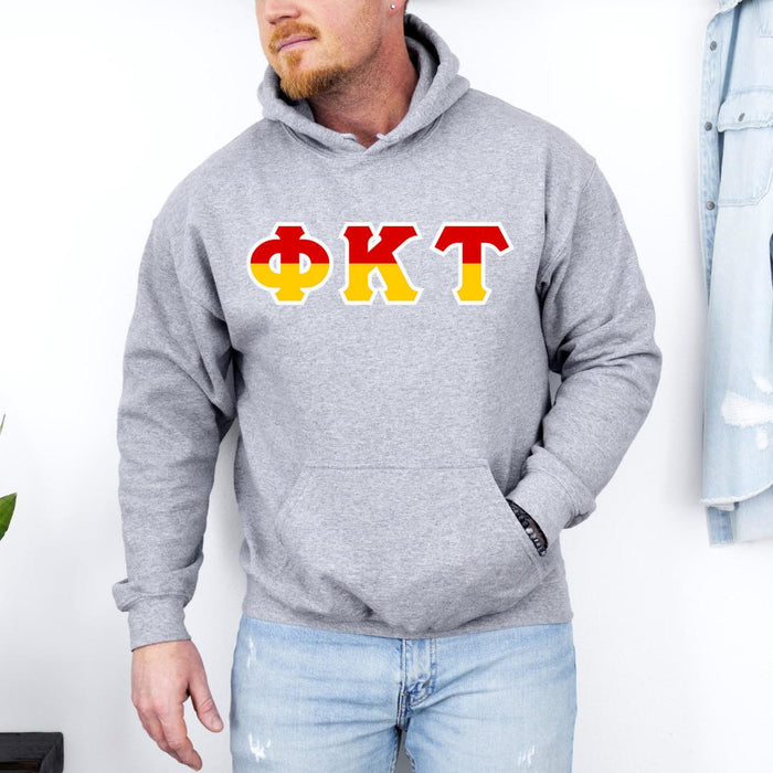 Printify Phi Kappa Tau Two Toned Greek Lettered Hooded Sweatshirts Phi Kappa Tau Two Toned Greek Lettered Hooded Sweatshirts