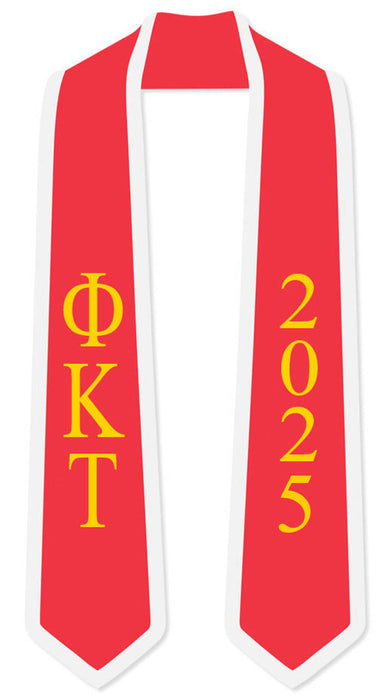 Discount Phi Kappa Tau Greek 2 Tone Lettered Graduation Sash Stole W/ Year DISCOUNT-Phi Kappa Tau Greek 2 Tone Lettered Graduation Sash Stole w/ Year