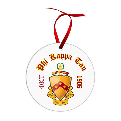 Phi Kappa Tau Phi Kappa Tau Crest & Year Circle Ornaments