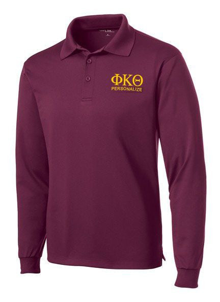 Phi Kappa Theta $35 World Famous Long Sleeve Dry Fit Polo Phi Kappa Theta-World Famous Long Sleeve Dry Fit Polo
